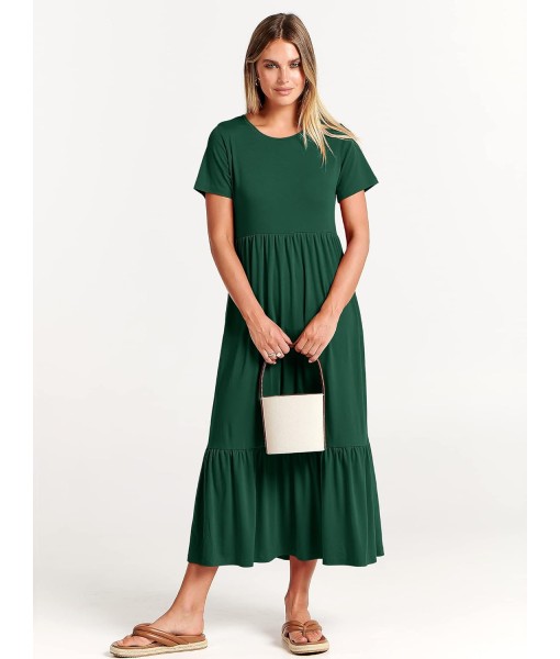 ANRABESS Womens 2025 Summer Casual Maxi Dress A line Tiered Flowy Short Sleeve Crewneck T Shirt Beach Travel Long Dresses