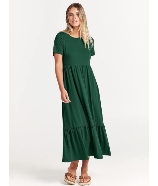 ANRABESS Womens 2025 Summer Casual Maxi Dress A line Tiered Flowy Short Sleeve Crewneck T Shirt Beach Travel Long Dresses