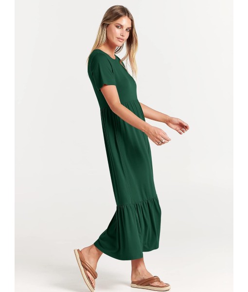 ANRABESS Womens 2025 Summer Casual Maxi Dress A line Tiered Flowy Short Sleeve Crewneck T Shirt Beach Travel Long Dresses