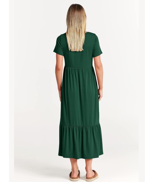 ANRABESS Womens 2025 Summer Casual Maxi Dress A line Tiered Flowy Short Sleeve Crewneck T Shirt Beach Travel Long Dresses