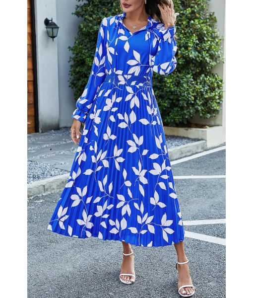 PRETTYGARDEN Women's 2025 Spring Fall Midi Dress Casual Long Sleeve V Neck Swiss Dot Pleated A Line Flowy Dresses