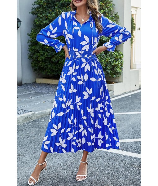 PRETTYGARDEN Women's 2025 Spring Fall Midi Dress Casual Long Sleeve V Neck Swiss Dot Pleated A Line Flowy Dresses