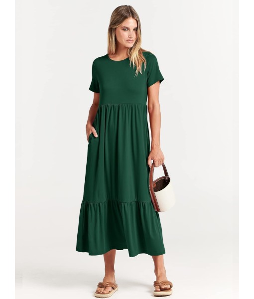 ANRABESS Womens 2025 Summer Casual Maxi Dress A line Tiered Flowy Short Sleeve Crewneck T Shirt Beach Travel Long Dresses