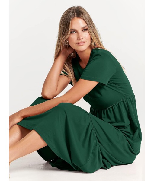 ANRABESS Womens 2025 Summer Casual Maxi Dress A line Tiered Flowy Short Sleeve Crewneck T Shirt Beach Travel Long Dresses