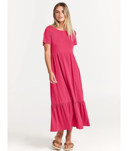 ANRABESS Womens 2025 Summer Casual Maxi Dress A line Tiered Flowy Short Sleeve Crewneck T Shirt Beach Travel Long Dresses