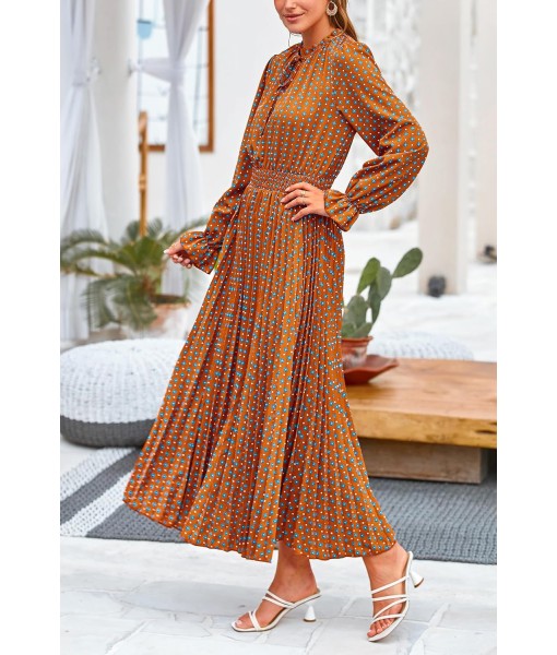 PRETTYGARDEN Women's 2025 Spring Fall Midi Dress Casual Long Sleeve V Neck Swiss Dot Pleated A Line Flowy Dresses