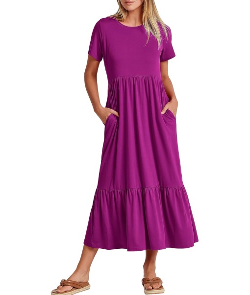 ANRABESS Womens 2025 Summer Casual Maxi Dress A line Tiered Flowy Short Sleeve Crewneck T Shirt Beach Travel Long Dresses
