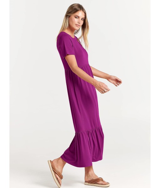 ANRABESS Womens 2025 Summer Casual Maxi Dress A line Tiered Flowy Short Sleeve Crewneck T Shirt Beach Travel Long Dresses