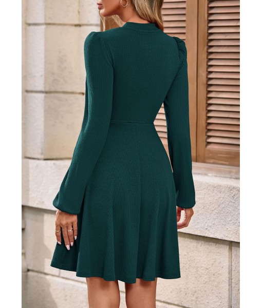 PRETTYGARDEN Womens Long Sleeve Mini Dress 2025 Fall Trendy Crewneck Ribbed Knit Soft A Line Flowy Summer Formal Dresses