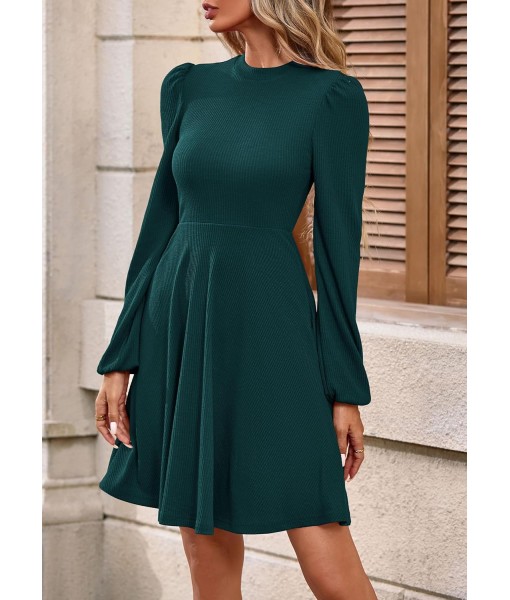 PRETTYGARDEN Womens Long Sleeve Mini Dress 2025 Fall Trendy Crewneck Ribbed Knit Soft A Line Flowy Summer Formal Dresses