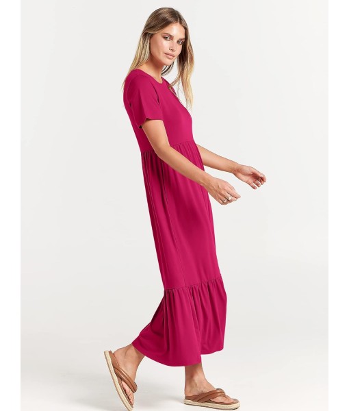 ANRABESS Womens 2025 Summer Casual Maxi Dress A line Tiered Flowy Short Sleeve Crewneck T Shirt Beach Travel Long Dresses