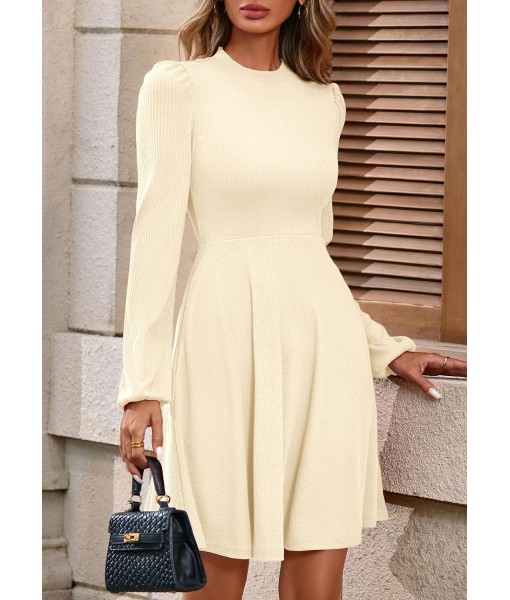 PRETTYGARDEN Womens Long Sleeve Mini Dress 2025 Fall Trendy Crewneck Ribbed Knit Soft A Line Flowy Summer Formal Dresses