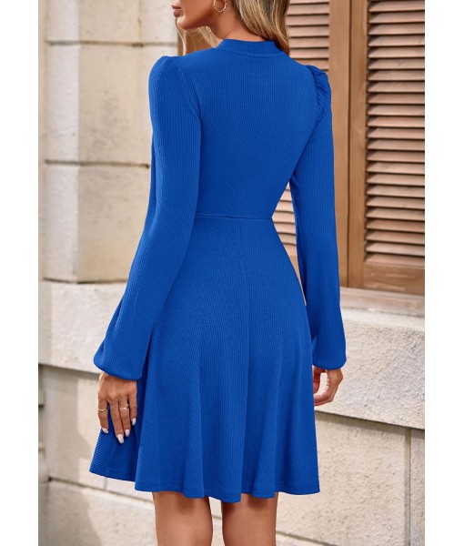 PRETTYGARDEN Womens Long Sleeve Mini Dress 2025 Fall Trendy Crewneck Ribbed Knit Soft A Line Flowy Summer Formal Dresses
