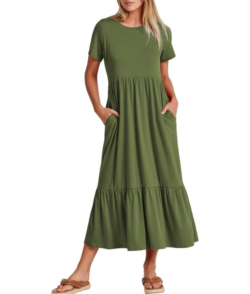 ANRABESS Womens 2025 Summer Casual Maxi Dress A line Tiered Flowy Short Sleeve Crewneck T Shirt Beach Travel Long Dresses