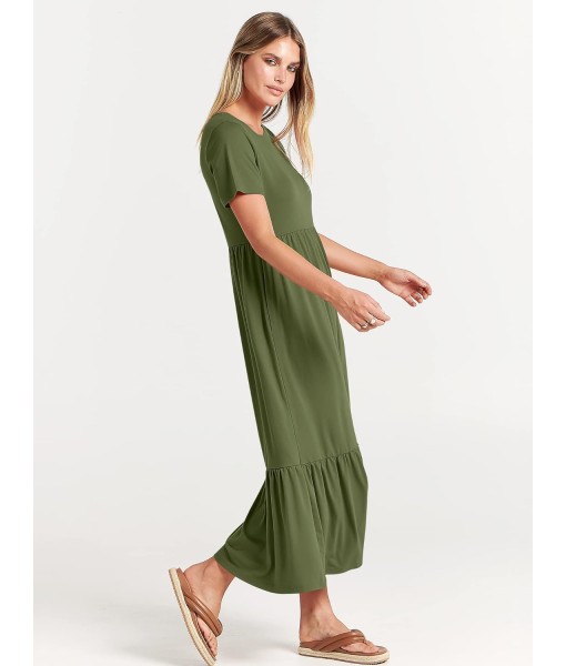 ANRABESS Womens 2025 Summer Casual Maxi Dress A line Tiered Flowy Short Sleeve Crewneck T Shirt Beach Travel Long Dresses