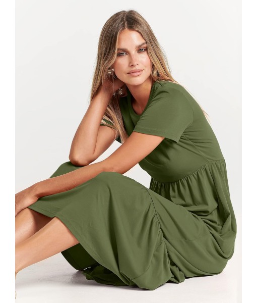 ANRABESS Womens 2025 Summer Casual Maxi Dress A line Tiered Flowy Short Sleeve Crewneck T Shirt Beach Travel Long Dresses