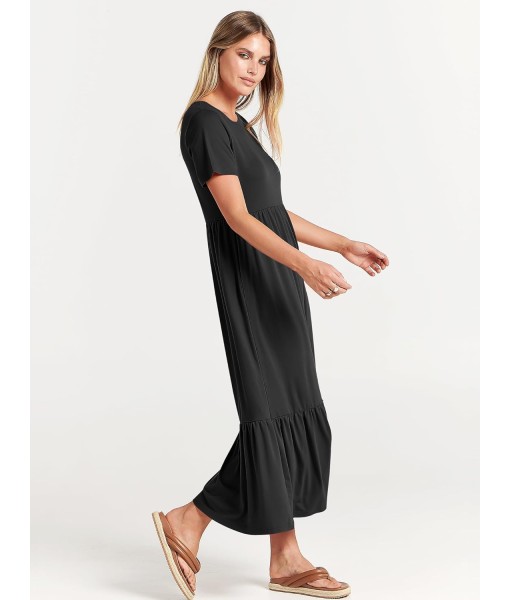 ANRABESS Womens 2025 Summer Casual Maxi Dress A line Tiered Flowy Short Sleeve Crewneck T Shirt Beach Travel Long Dresses