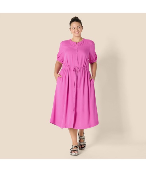 Amazon Essentials Women's Fit and Flare Half-Sleeve Waisted Midi A-Line Dress with Pockets