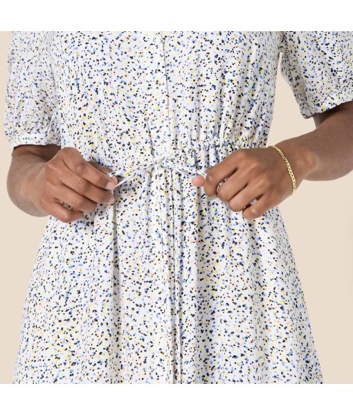 Amazon Essentials Women's Fit and Flare Half-Sleeve Waisted Midi A-Line Dress with Pockets