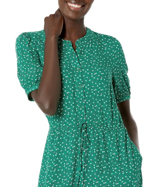 Amazon Essentials Women's Fit and Flare Half-Sleeve Waisted Midi A-Line Dress with Pockets
