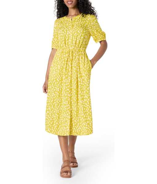 Amazon Essentials Women's Fit and Flare Half-Sleeve Waisted Midi A-Line Dress with Pockets