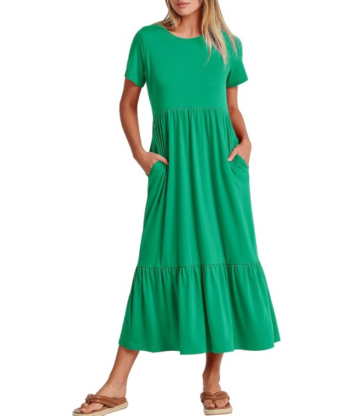 ANRABESS Womens 2025 Summer Casual Maxi Dress A line Tiered Flowy Short Sleeve Crewneck T Shirt Beach Travel Long Dresses