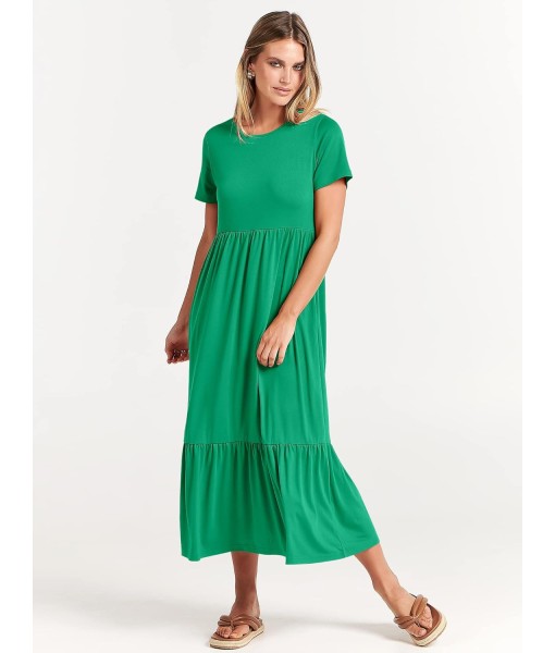 ANRABESS Womens 2025 Summer Casual Maxi Dress A line Tiered Flowy Short Sleeve Crewneck T Shirt Beach Travel Long Dresses