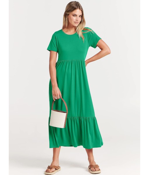ANRABESS Womens 2025 Summer Casual Maxi Dress A line Tiered Flowy Short Sleeve Crewneck T Shirt Beach Travel Long Dresses