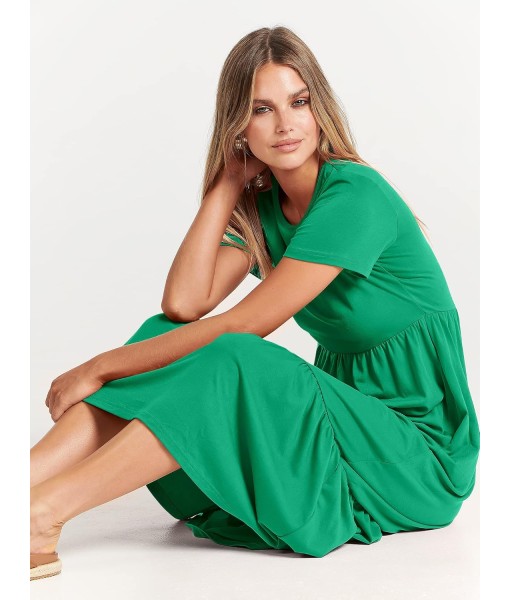 ANRABESS Womens 2025 Summer Casual Maxi Dress A line Tiered Flowy Short Sleeve Crewneck T Shirt Beach Travel Long Dresses