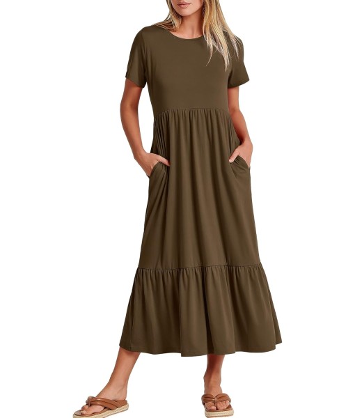 ANRABESS Womens 2025 Summer Casual Maxi Dress A line Tiered Flowy Short Sleeve Crewneck T Shirt Beach Travel Long Dresses