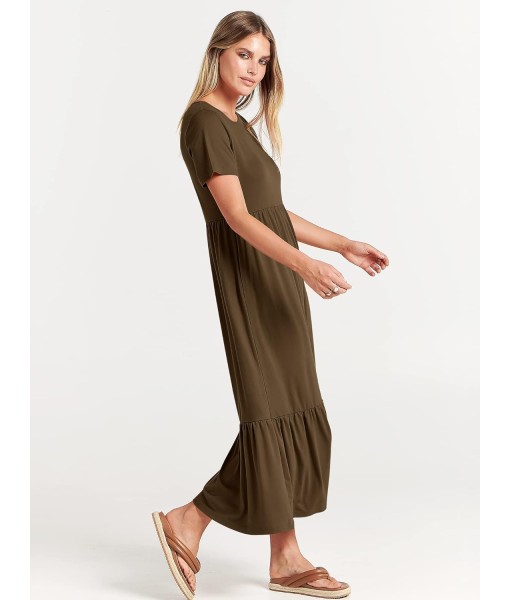 ANRABESS Womens 2025 Summer Casual Maxi Dress A line Tiered Flowy Short Sleeve Crewneck T Shirt Beach Travel Long Dresses