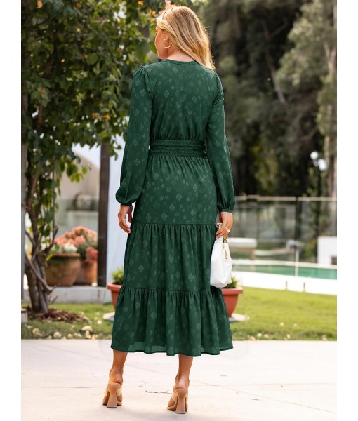 Simplee Womens Casual Long Sleeve Dress Fall Elegant Wedding Guest V-Neck Maxi Floral Dresses 2025 Trendy