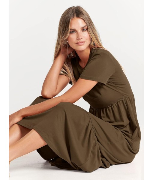 ANRABESS Womens 2025 Summer Casual Maxi Dress A line Tiered Flowy Short Sleeve Crewneck T Shirt Beach Travel Long Dresses