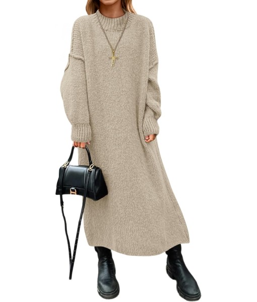 Saodimallsu Womens Oversized Sweater Dress Mock Neck Long Sleeve Casual Warm Chunky Knit Fall Winter Maxi Dresses