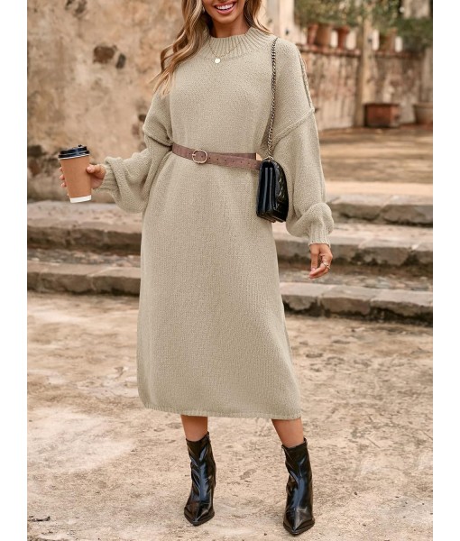 Saodimallsu Womens Oversized Sweater Dress Mock Neck Long Sleeve Casual Warm Chunky Knit Fall Winter Maxi Dresses