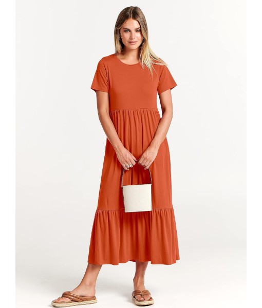 ANRABESS Womens 2025 Summer Casual Maxi Dress A line Tiered Flowy Short Sleeve Crewneck T Shirt Beach Travel Long Dresses