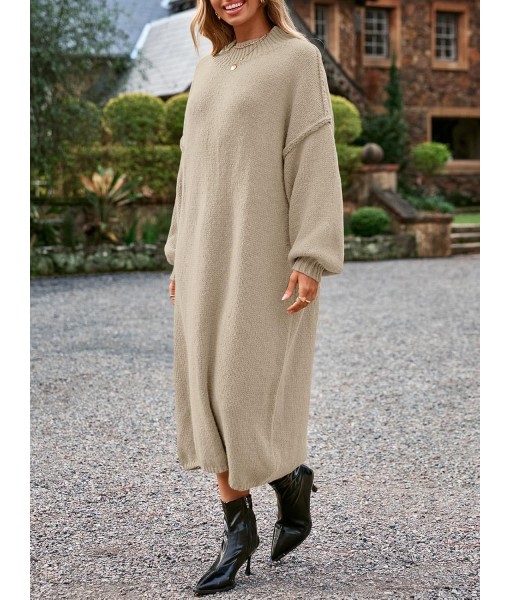 Saodimallsu Womens Oversized Sweater Dress Mock Neck Long Sleeve Casual Warm Chunky Knit Fall Winter Maxi Dresses