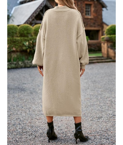 Saodimallsu Womens Oversized Sweater Dress Mock Neck Long Sleeve Casual Warm Chunky Knit Fall Winter Maxi Dresses