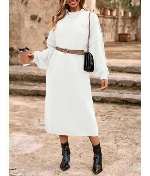 Saodimallsu Womens Oversized Sweater Dress Mock Neck Long Sleeve Casual Warm Chunky Knit Fall Winter Maxi Dresses
