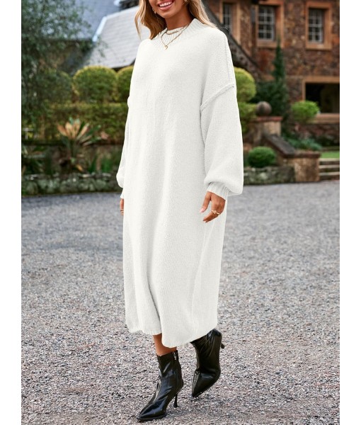 Saodimallsu Womens Oversized Sweater Dress Mock Neck Long Sleeve Casual Warm Chunky Knit Fall Winter Maxi Dresses