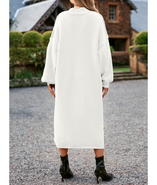 Saodimallsu Womens Oversized Sweater Dress Mock Neck Long Sleeve Casual Warm Chunky Knit Fall Winter Maxi Dresses