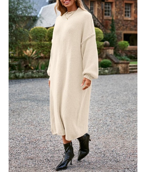 Saodimallsu Womens Oversized Sweater Dress Mock Neck Long Sleeve Casual Warm Chunky Knit Fall Winter Maxi Dresses