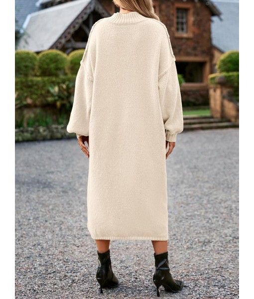 Saodimallsu Womens Oversized Sweater Dress Mock Neck Long Sleeve Casual Warm Chunky Knit Fall Winter Maxi Dresses