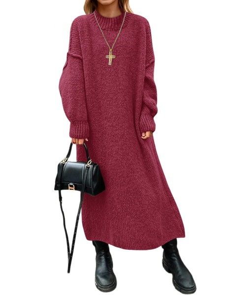 Saodimallsu Womens Oversized Sweater Dress Mock Neck Long Sleeve Casual Warm Chunky Knit Fall Winter Maxi Dresses