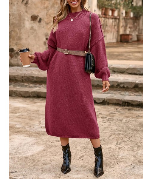 Saodimallsu Womens Oversized Sweater Dress Mock Neck Long Sleeve Casual Warm Chunky Knit Fall Winter Maxi Dresses