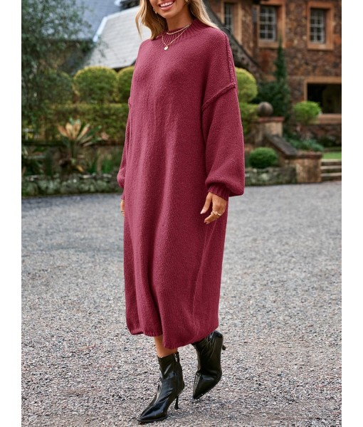 Saodimallsu Womens Oversized Sweater Dress Mock Neck Long Sleeve Casual Warm Chunky Knit Fall Winter Maxi Dresses