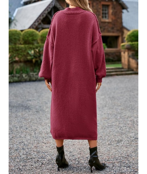 Saodimallsu Womens Oversized Sweater Dress Mock Neck Long Sleeve Casual Warm Chunky Knit Fall Winter Maxi Dresses