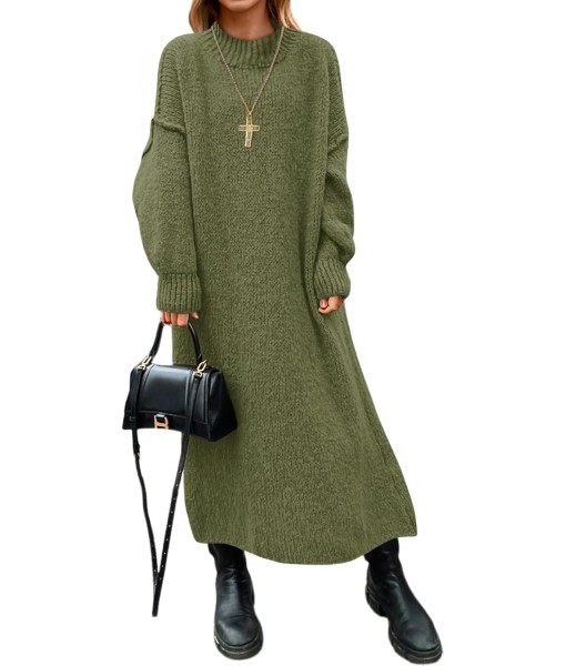 Saodimallsu Womens Oversized Sweater Dress Mock Neck Long Sleeve Casual Warm Chunky Knit Fall Winter Maxi Dresses
