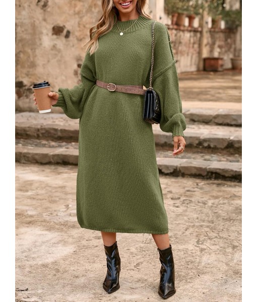 Saodimallsu Womens Oversized Sweater Dress Mock Neck Long Sleeve Casual Warm Chunky Knit Fall Winter Maxi Dresses
