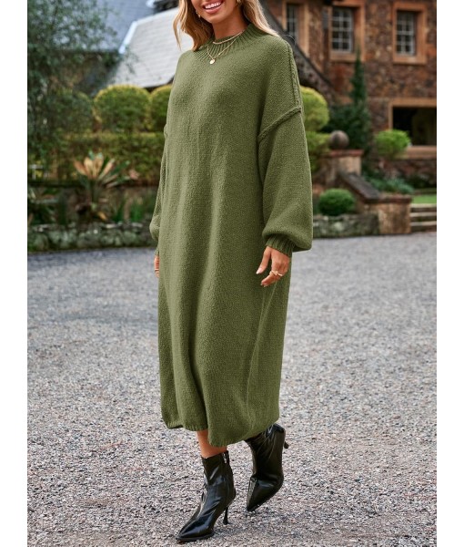 Saodimallsu Womens Oversized Sweater Dress Mock Neck Long Sleeve Casual Warm Chunky Knit Fall Winter Maxi Dresses